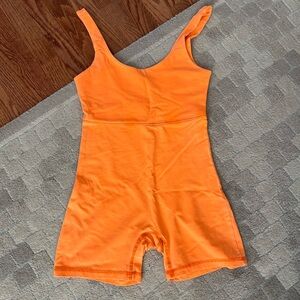 Neon Orange Sleeveless Romper